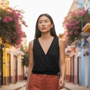 Free People Women’s Black Halter Blouse Pull Over Size-M (like new) EUC